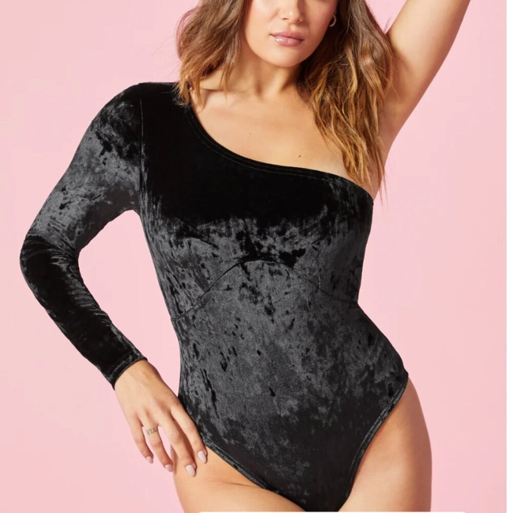 NWT Yitty/Fabletics Plussy Asymetrical Velvet Bodysuit Size XL